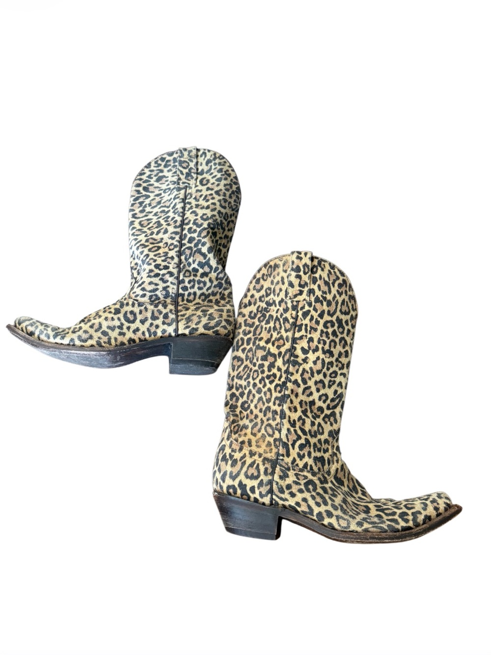 Leopard Print Women's Western Boots by Pecos Bill -Tan Black -Size 8 - Picture 5 of 12